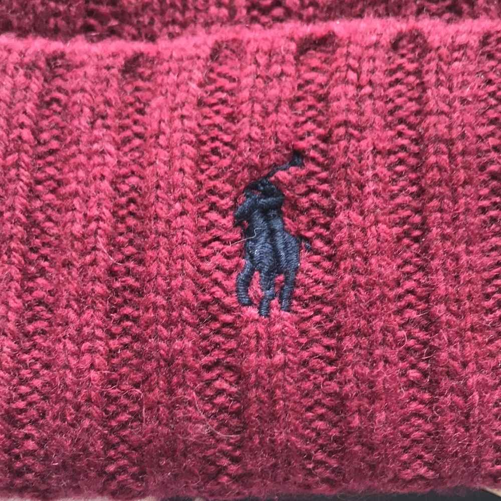 Brand New Polo Ralph Lauren Maroon Knit 50% Wool Beanie Hat - Picture 4 of 10